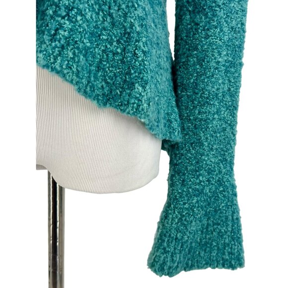 Vintage Victoria’s Secret Teal Plunging V-Neck Ruffled Cardigan Sweater Jumper - Picture 4 of 10